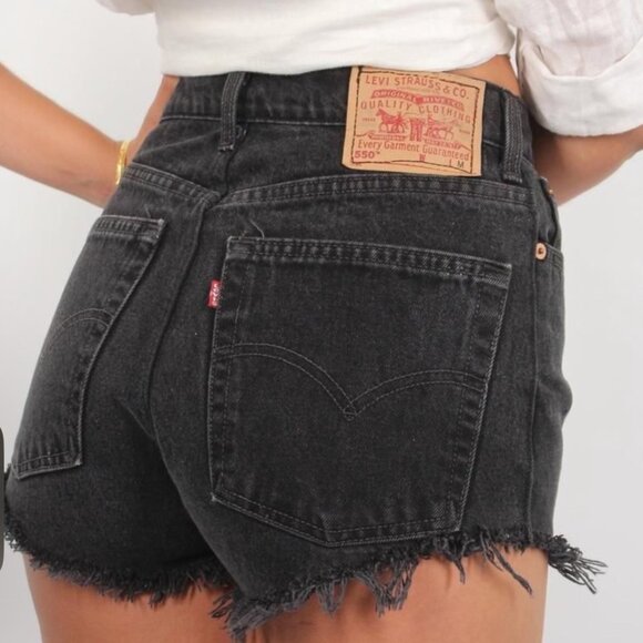 Levi's Pants - new LEVIS 550 high waist black ribcage button fly jean shorts 24
